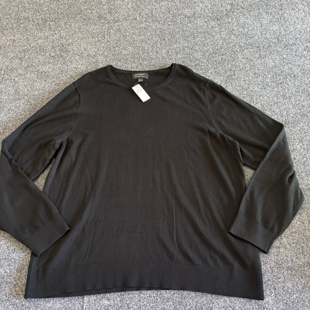 Banana Republic Forever Sweater Black Crewneck Cotton Rayon XXL 480142-08-1 NWT
